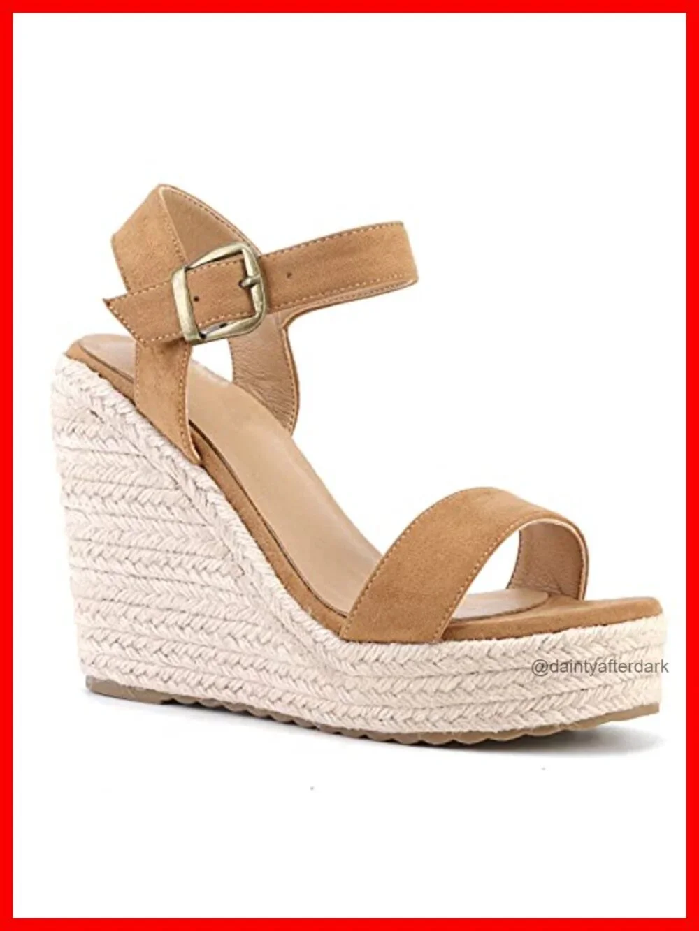 Women's Espadrille Platform Wedge Sandals with Ankle Strap Buckle, Faux